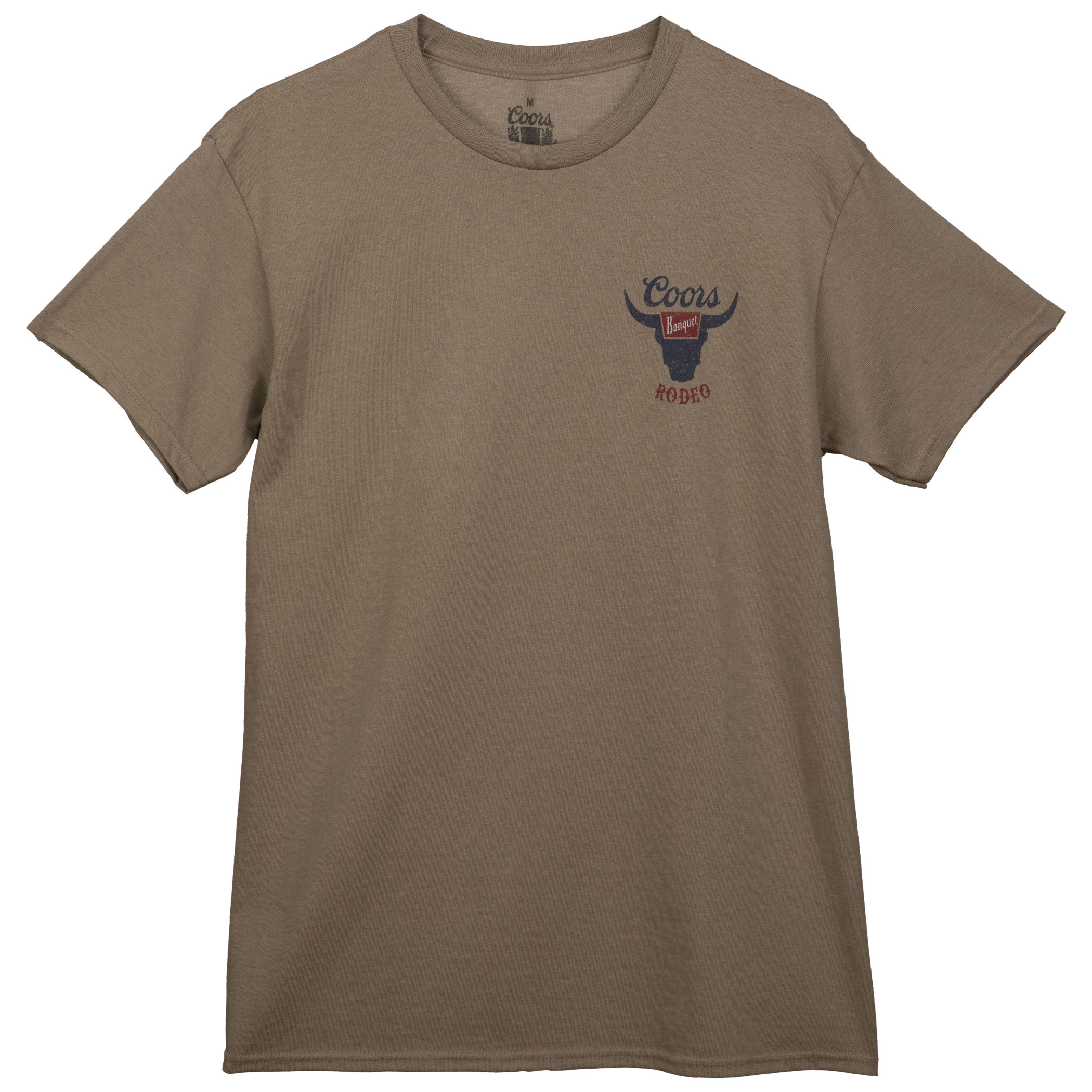 Coors Banquet Rodeo Logo Distressed Front and Back Tan T-Shirt
